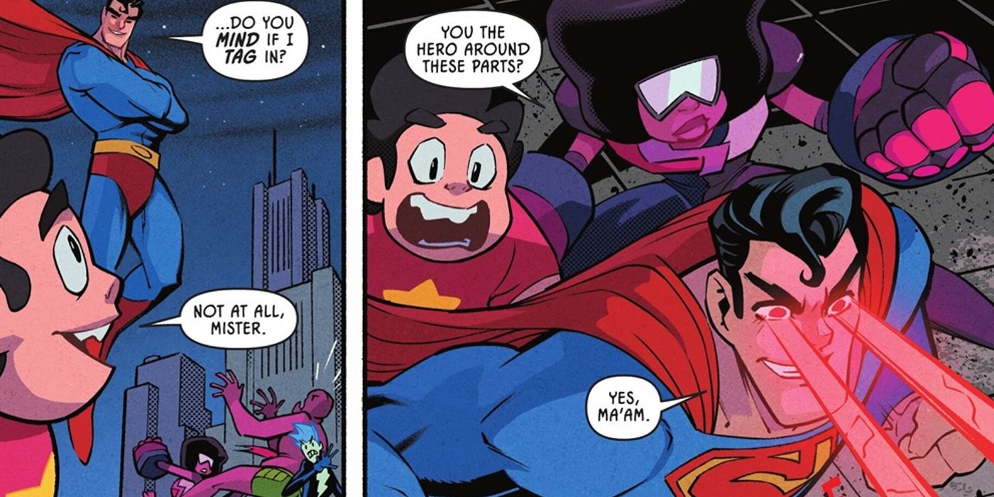 Superman entra para luchar contra Steven Coinever y Garnet