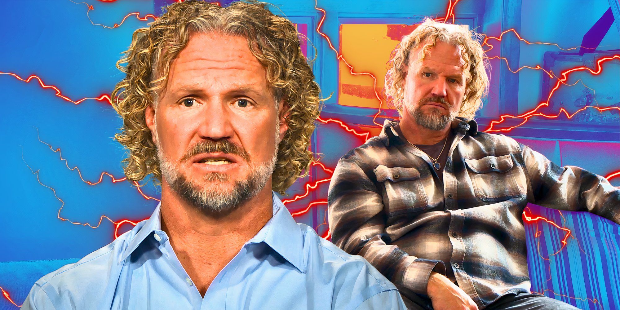 montage of Kody brown from sister wives looking angry with a blueish background