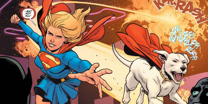 Supergirl and Krypto the Superdog crash a dive bar in the DC comics