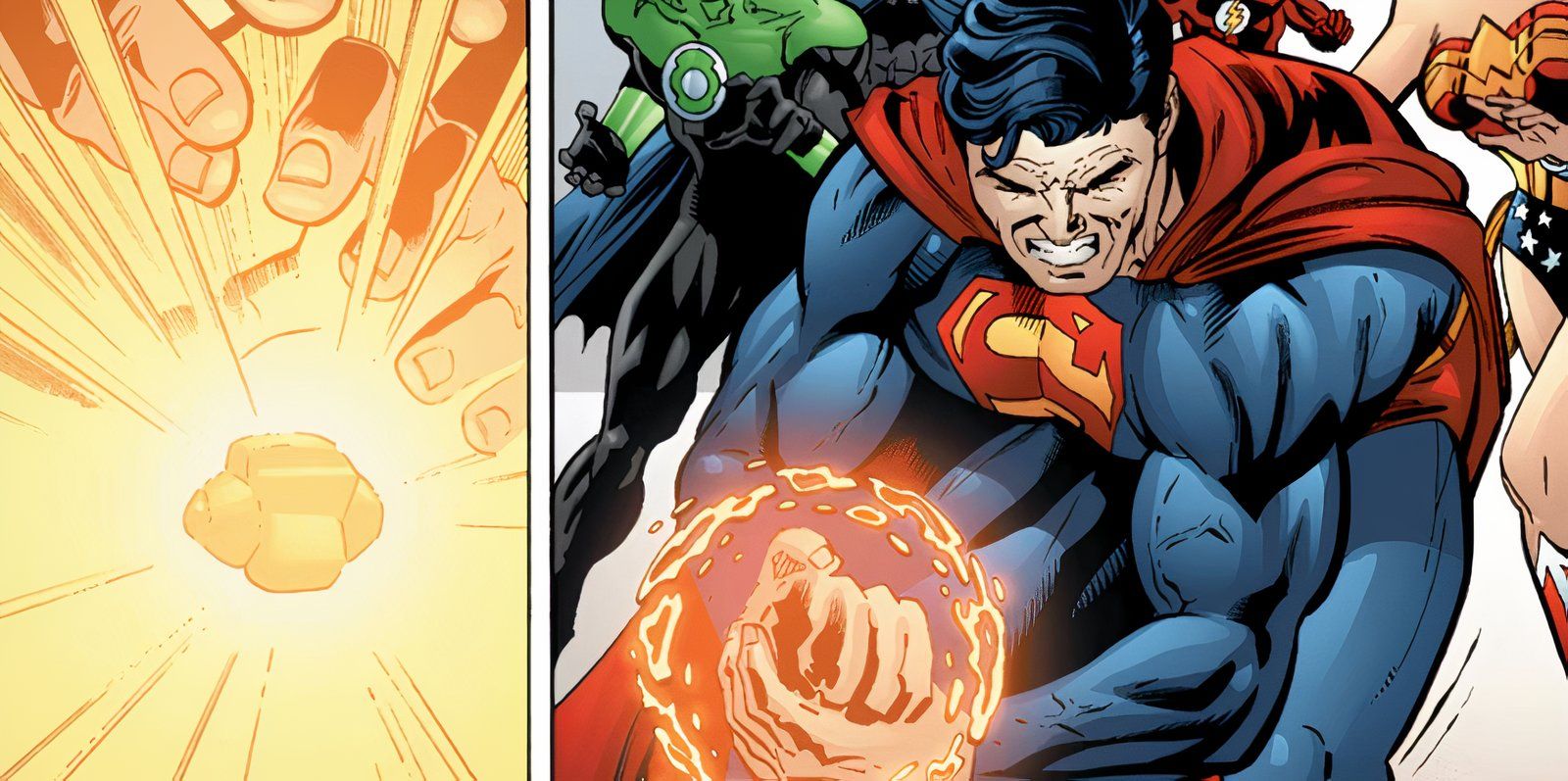 Superman contendo um buraco negro em JLA #77