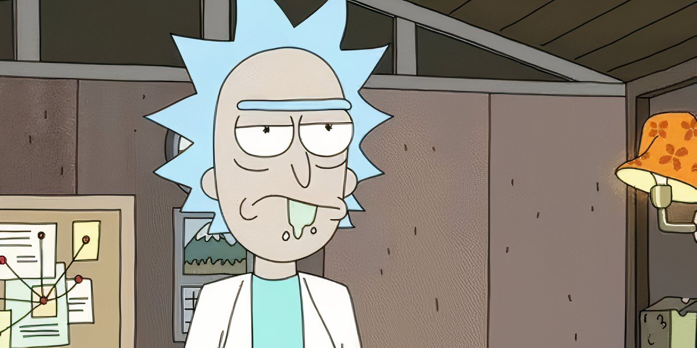 Rick and Morty's Rick with a bored expression.