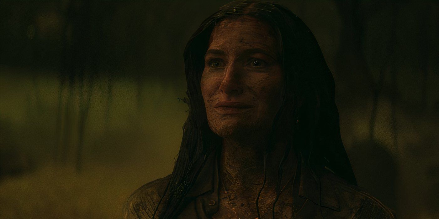 Kathryn Hahn as Agatha Harkness covered in dirt in Agatha All Along