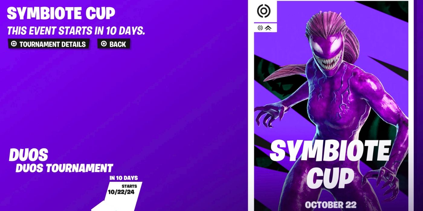 Symbiote Cup showcasing the event details in Fortnite