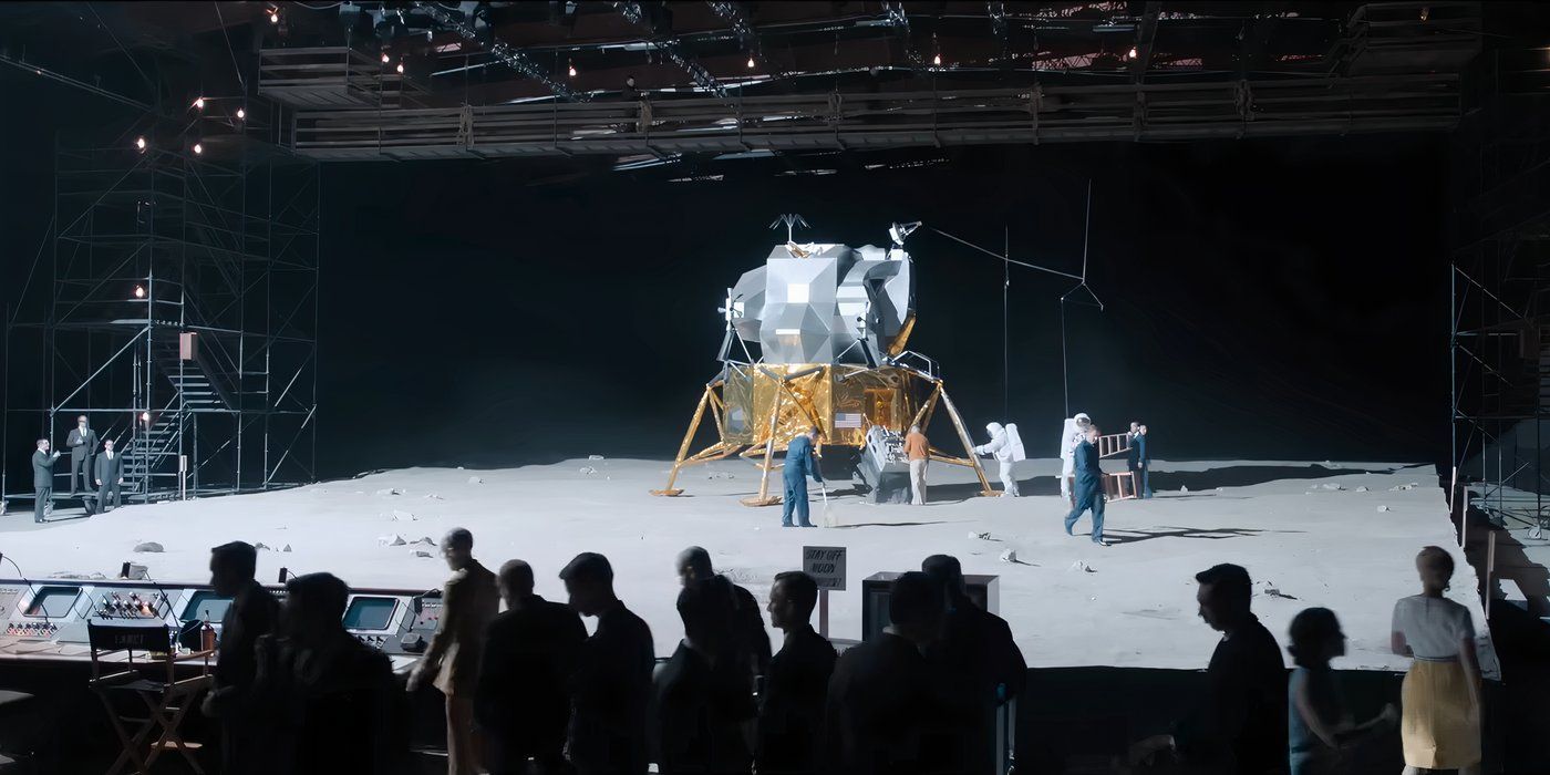 The faked moon landing from Fly Me to the Moon