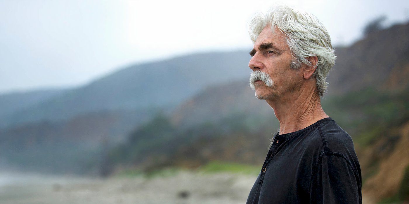 The Hero Sam Elliott Looking Pensive with a mountain background