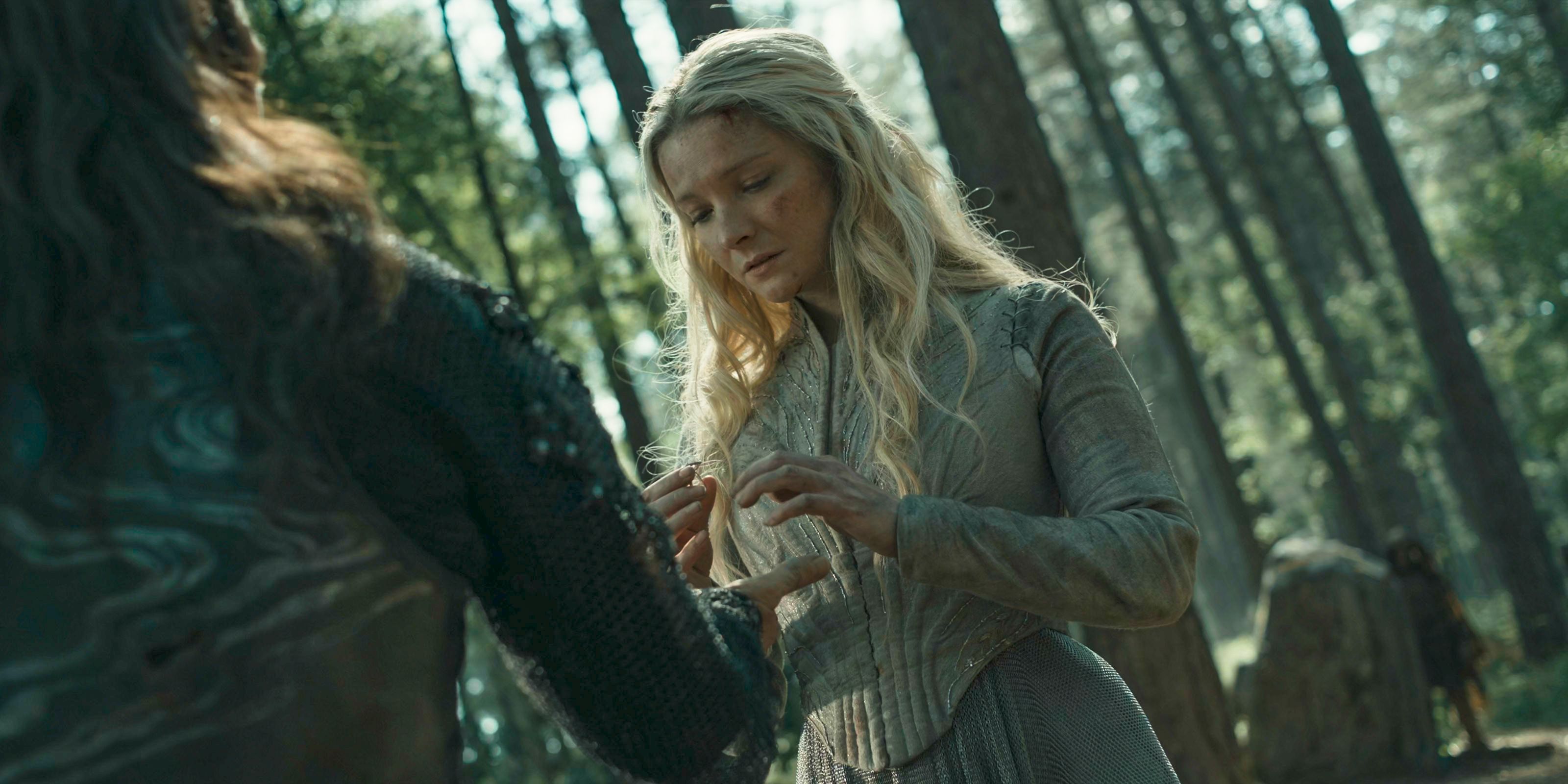 Adar returns her ring to Galadriel (Morfydd Clark) in The Lord of the Rings: The Rings of Power Season 2 Episode 8