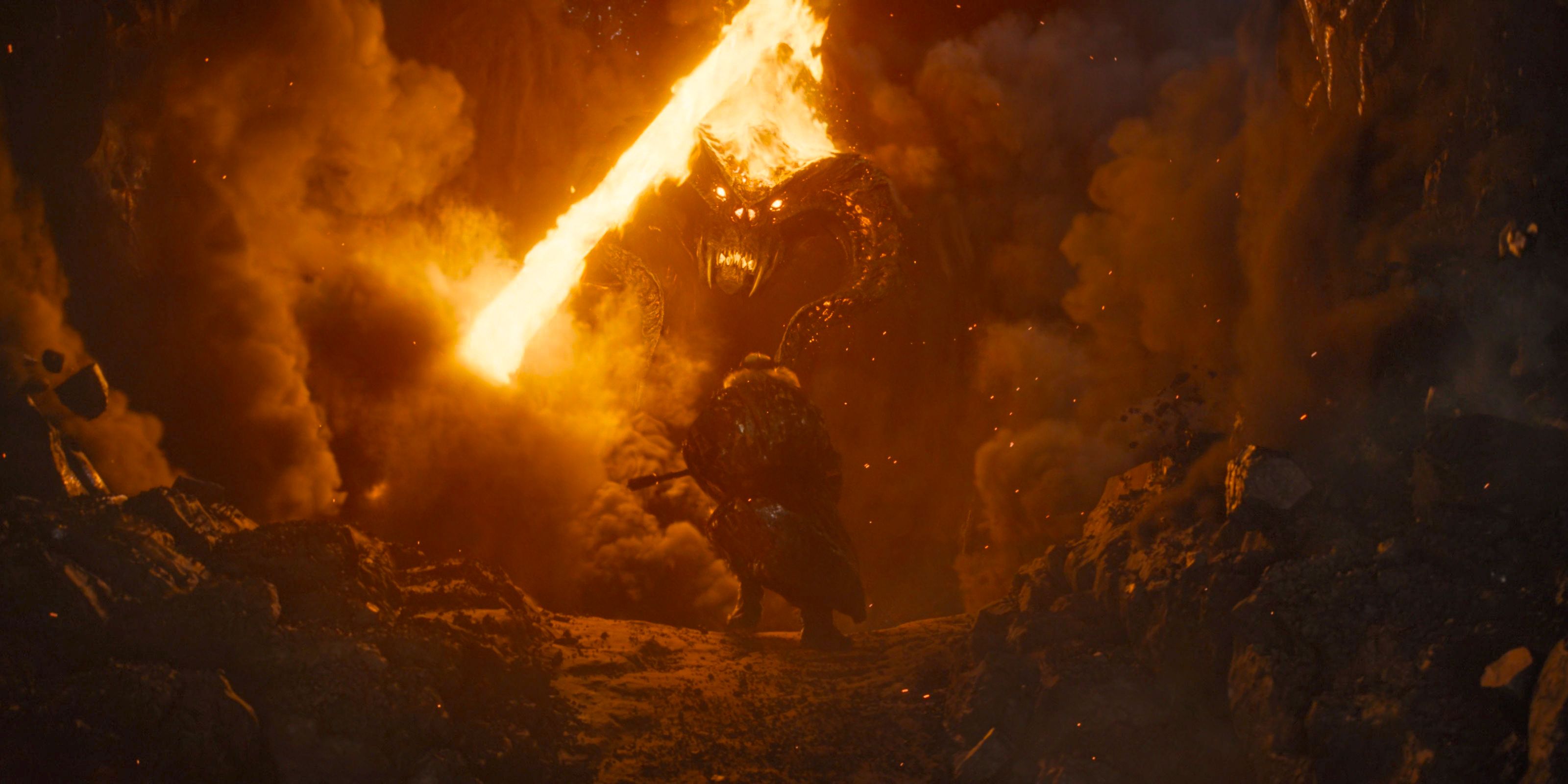 King Durin III faces off against the Balrog in The Lord of the Rings: The Rings of Power Season 2 Episode 8