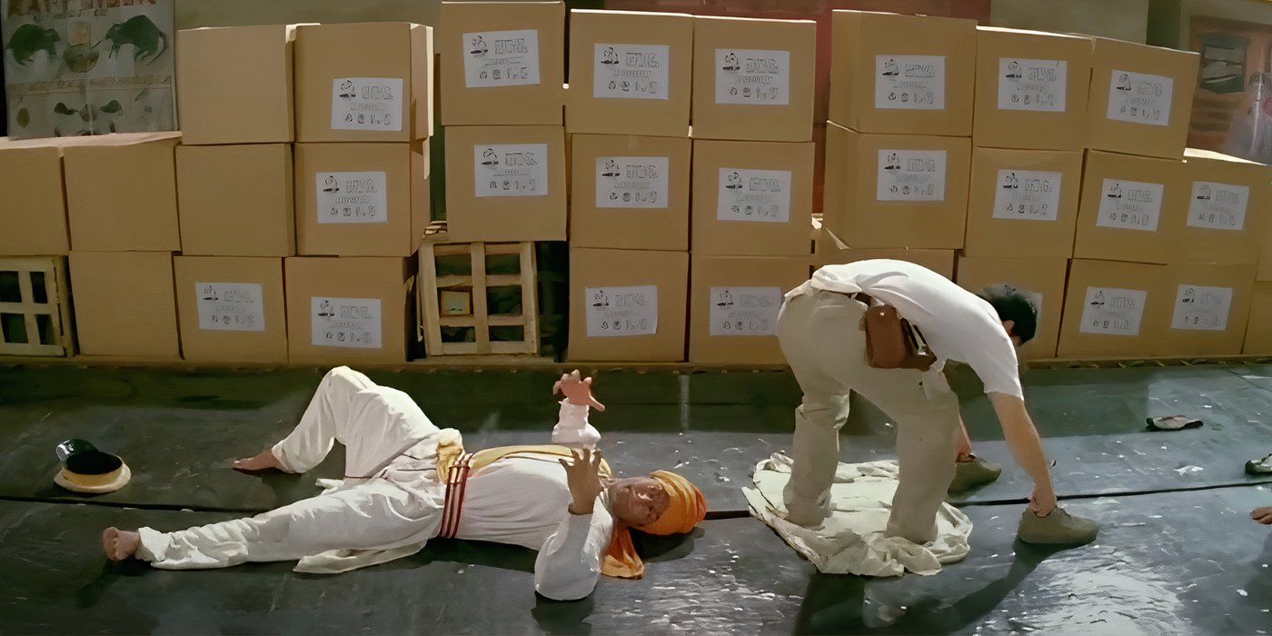 The Myth Sticky Fight Scene With Jackie Chan And Attackers Stuck To Conveyor Belt