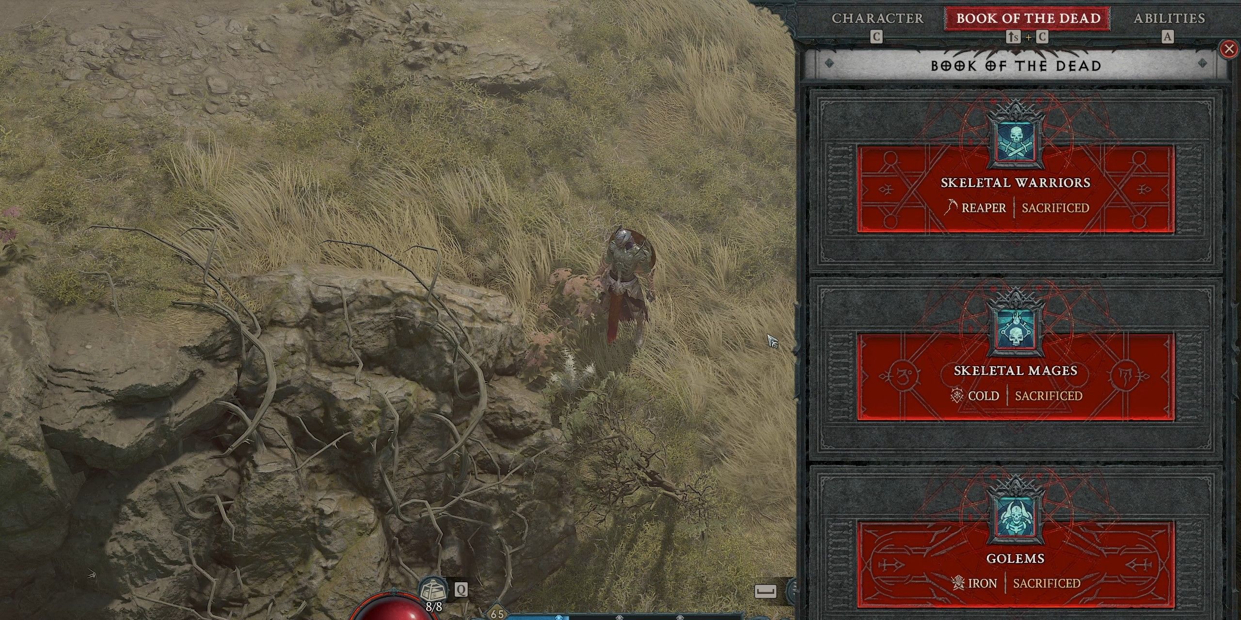 The Book of the Dead menu in Diablo 4