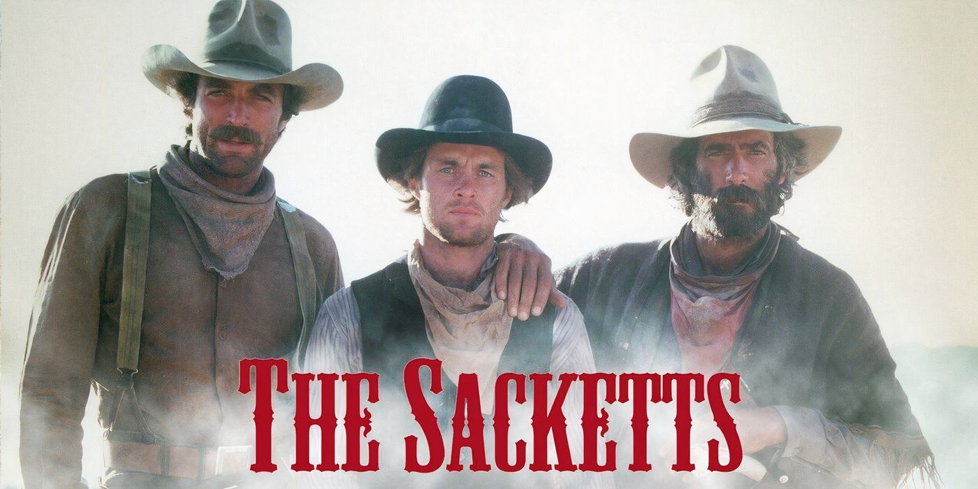 The Sacketts - Sam Elliott, Tom Selleck, and Jeff Osterhage in cowboy outfits