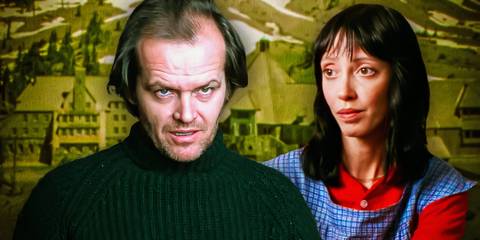 The Shining Jack and Wendy Torrance with the Overlook Hotel in the background