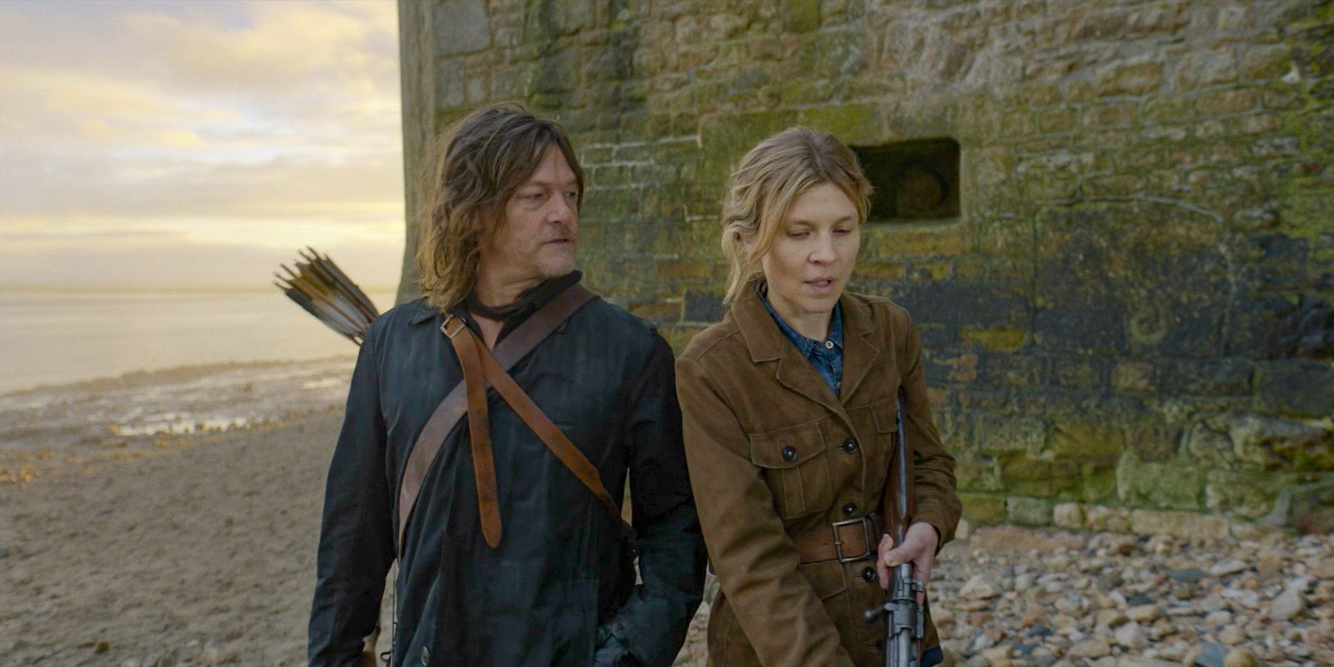 Daryl (Norman Reedus) and Isabelle (Clémence Poésy) headed out to rescue Laurent in The Walking Dead: Daryl Dixon.