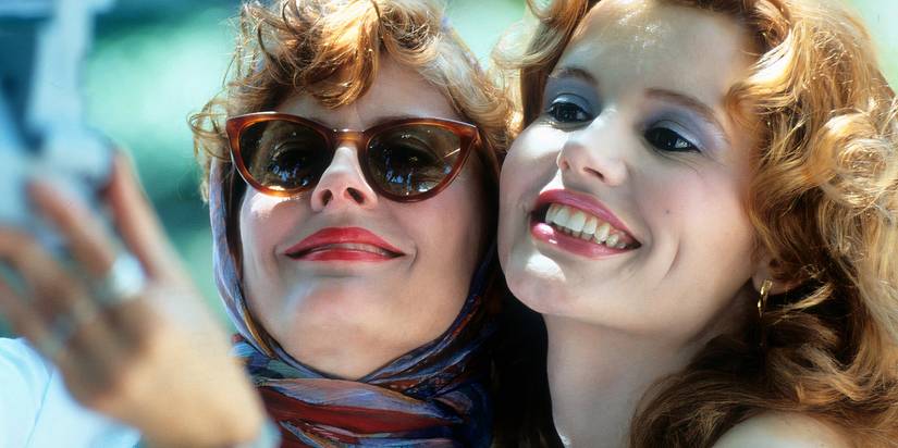 Actresses Susan Sarandon and Geena Davis in Thelma & Louise. 