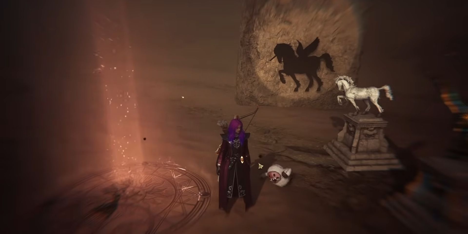 Player creates a shadow of a unicorn during the Demon's Test Puzzle 1 in Throne and Liberty