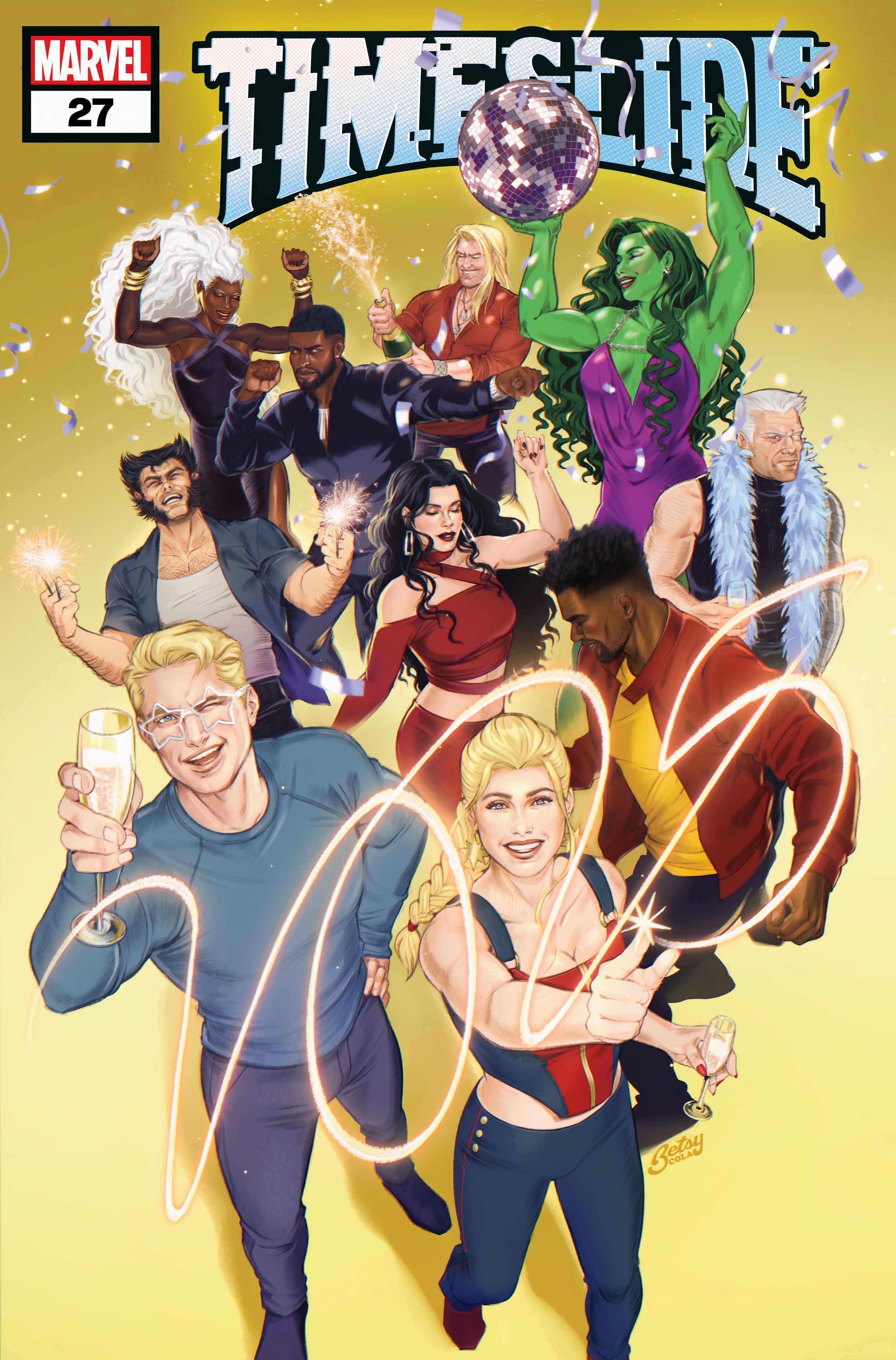 Comic book covers: the Avengers celebrate New Year's Eve.