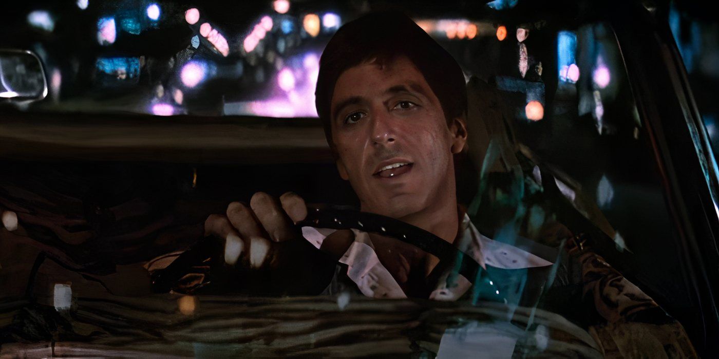 Tony Montana driving his car in Scarface