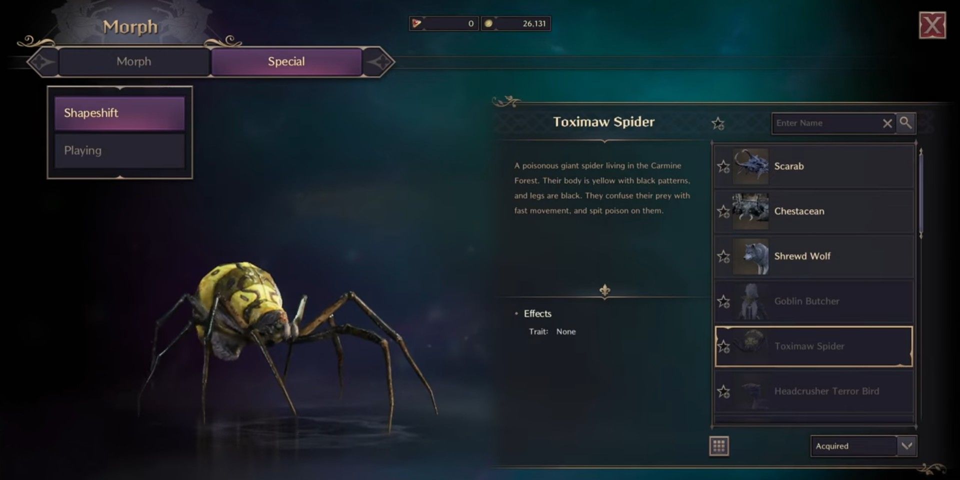 Toximaw spider shapeshifting overview in Throne And Liberty