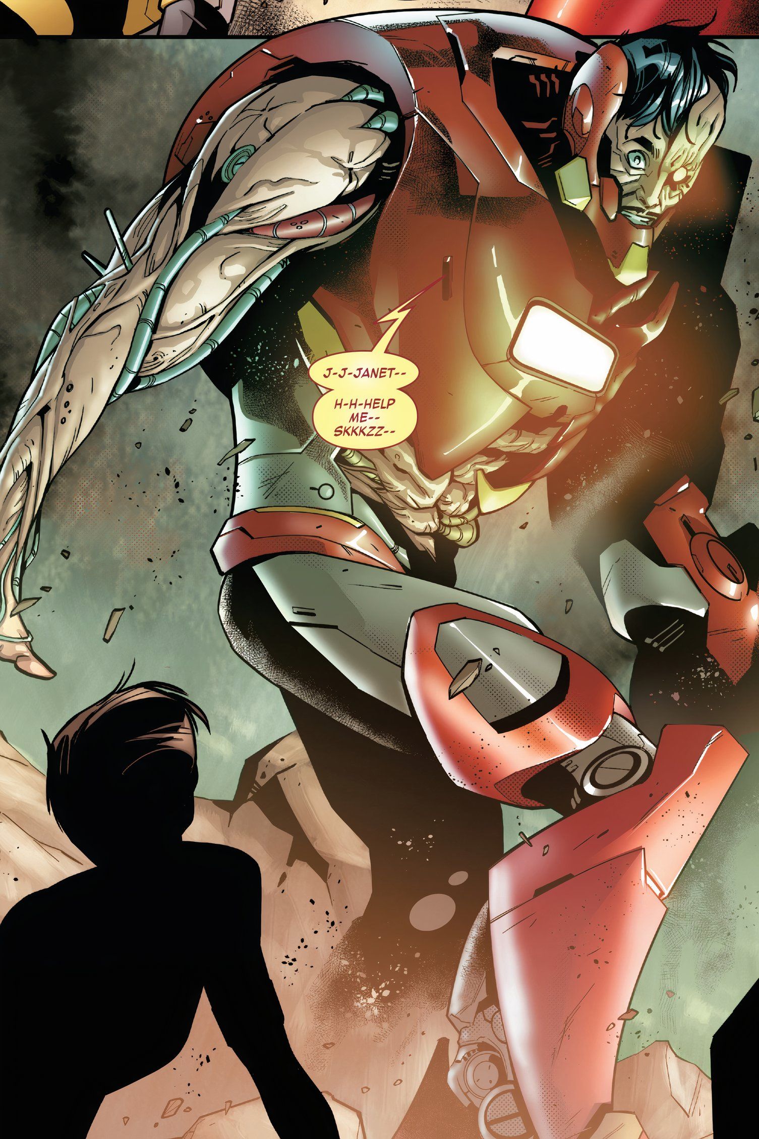 The Ultron-Buster Armor consumes Iron Man.