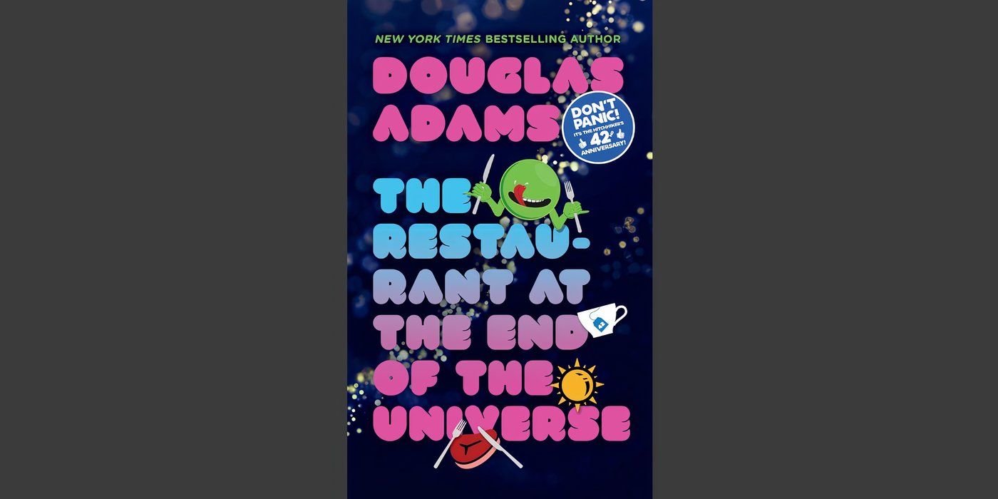 Cover of the book The Restaurant at the End of the Universe, by Douglas Adams.