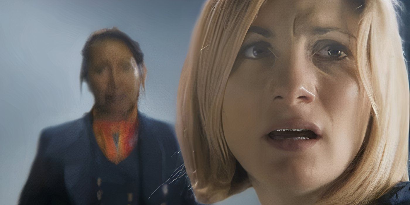 Jo Martin as the Fugitive Doctor talking to Jodie Whittaker as the Thirteenth Doctor in the matrix in the Doctor Who episode The Timeless Child.