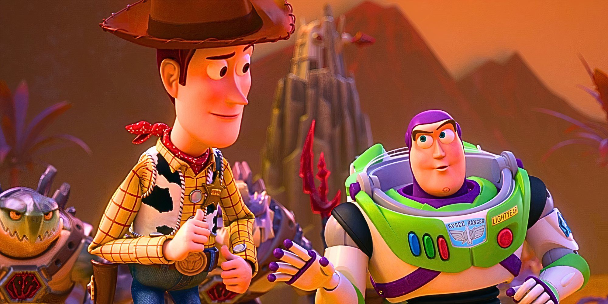 Buzz y Woody hablan en Toy Story: El tiempo olvidado