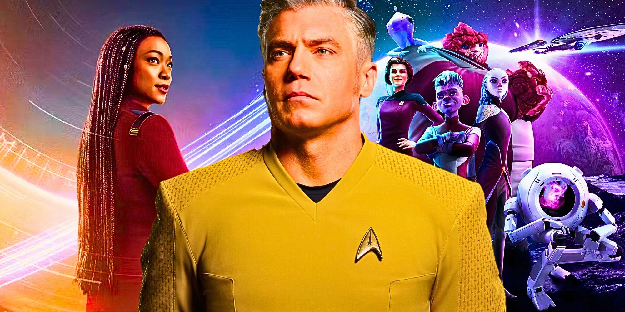 SONEKOA MARTIN GRIN Capitão do inventor de Imagem Star Trek, Capitão Bernham, Anson Mount como capitão Pike no Strange New Worlds e USS Prototer Crews