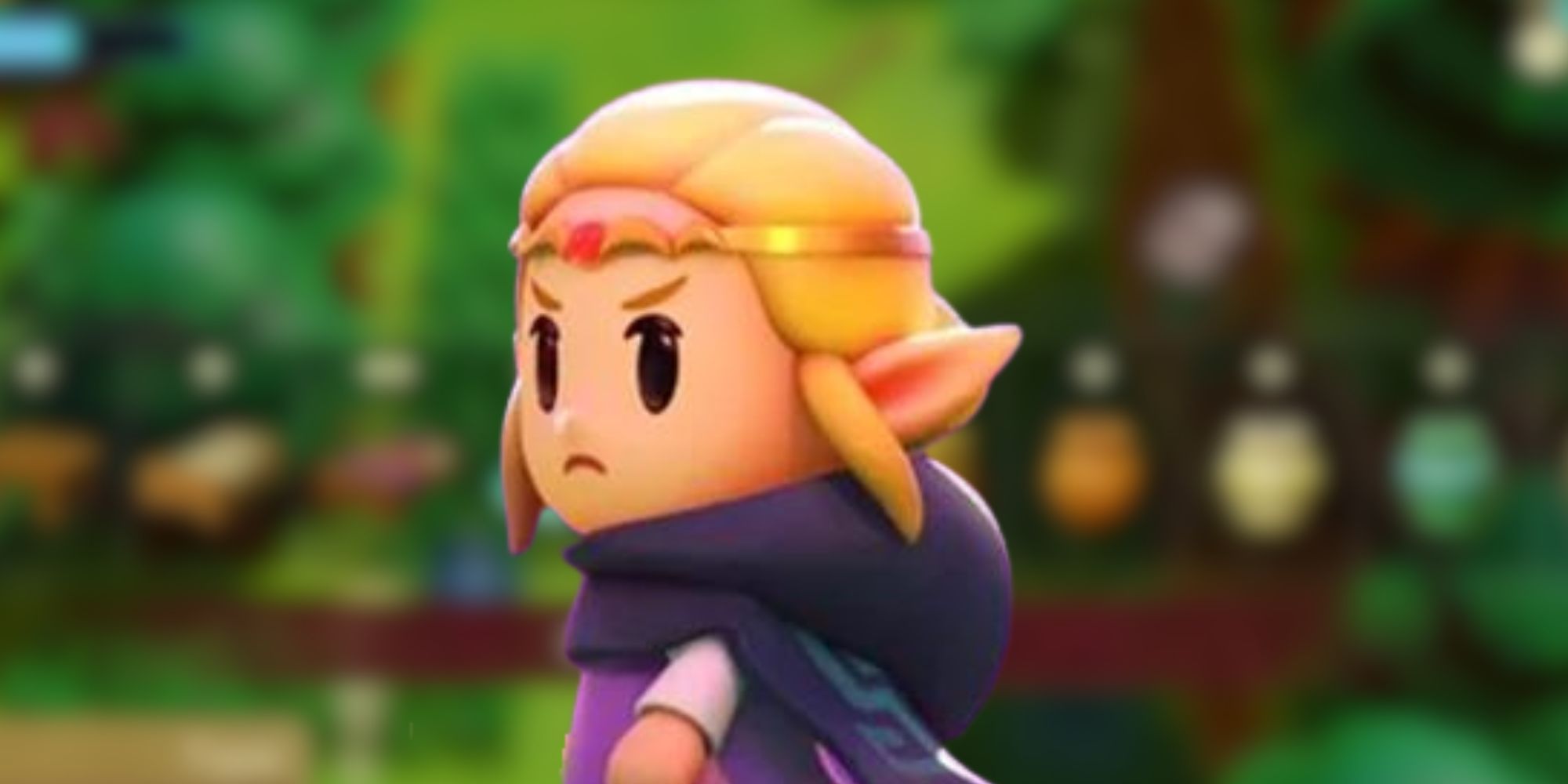 Zelda in Echoes of Wisdom looking mad in front of the Echoes horizontal list.