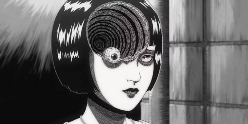 Azami from Uzumaki with Her Head Turning Into a Spiral