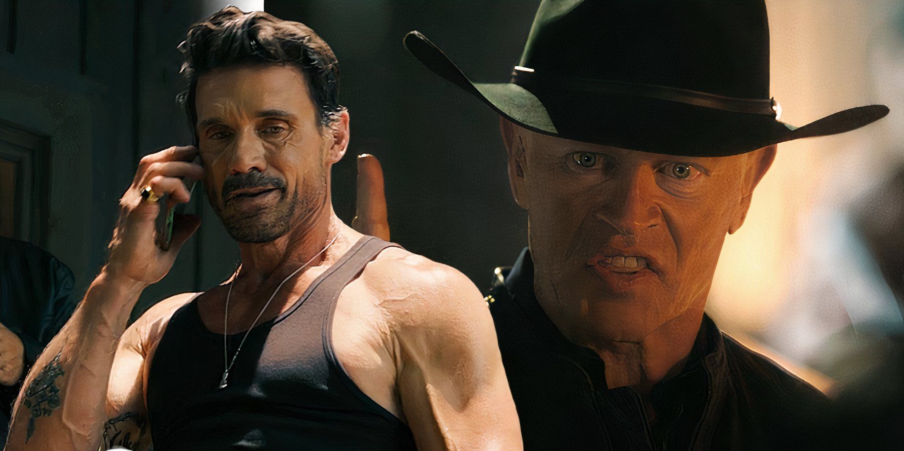 Bill Bevilaqua (Frank Grillo) and Cal Thresher (Neal McDonough) in Tulsa King season 2