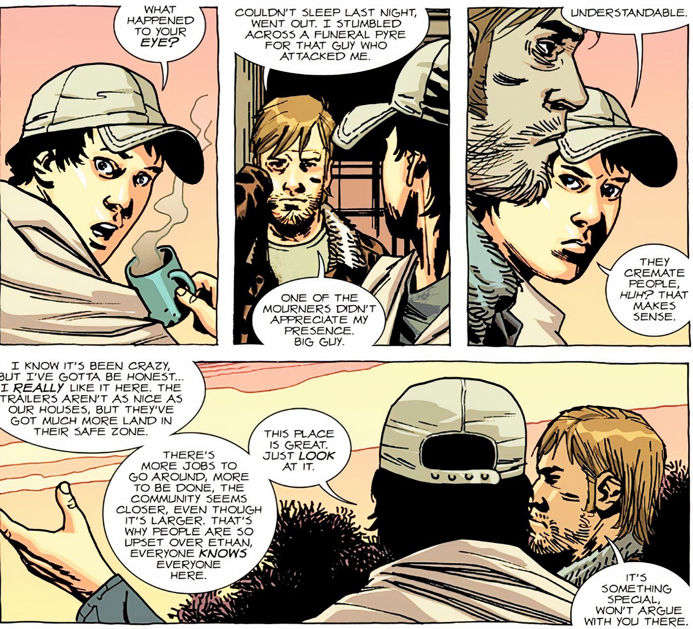 Walking Dead Deluxe #96, Glenn tells Rick how much he likes the Hilltop