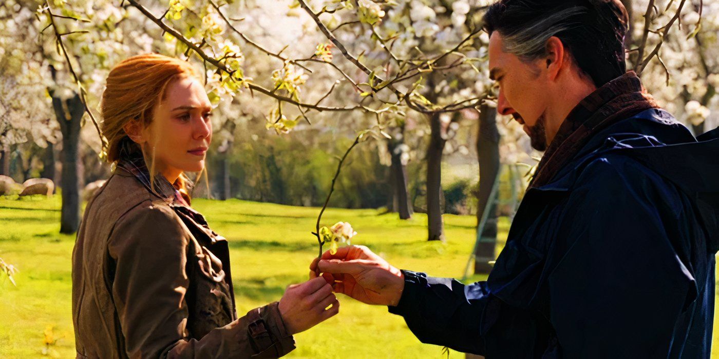 Wanda Maximoff giving Doctor Strange a flower in Doctor Strange in the Multiverse of Madness