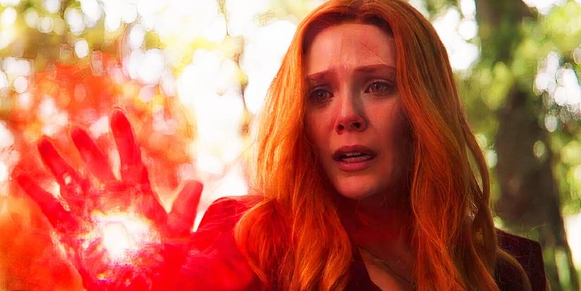 Wanda Maximoff using her magic on Vision in Avengers Infinity War