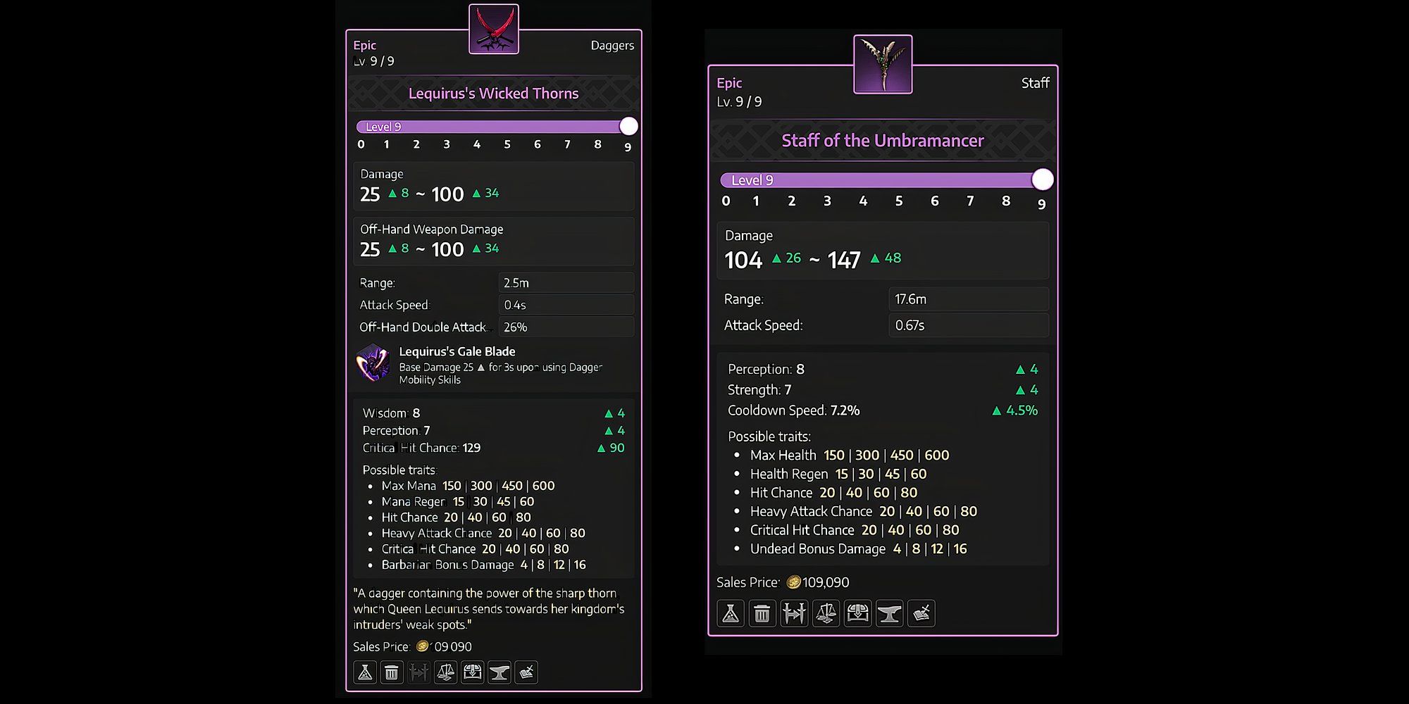 Weapon_Stat_Blocks-2Stat blocks showing the best weapons to use for a Dagger and Staff Build in Throne and Liberty.