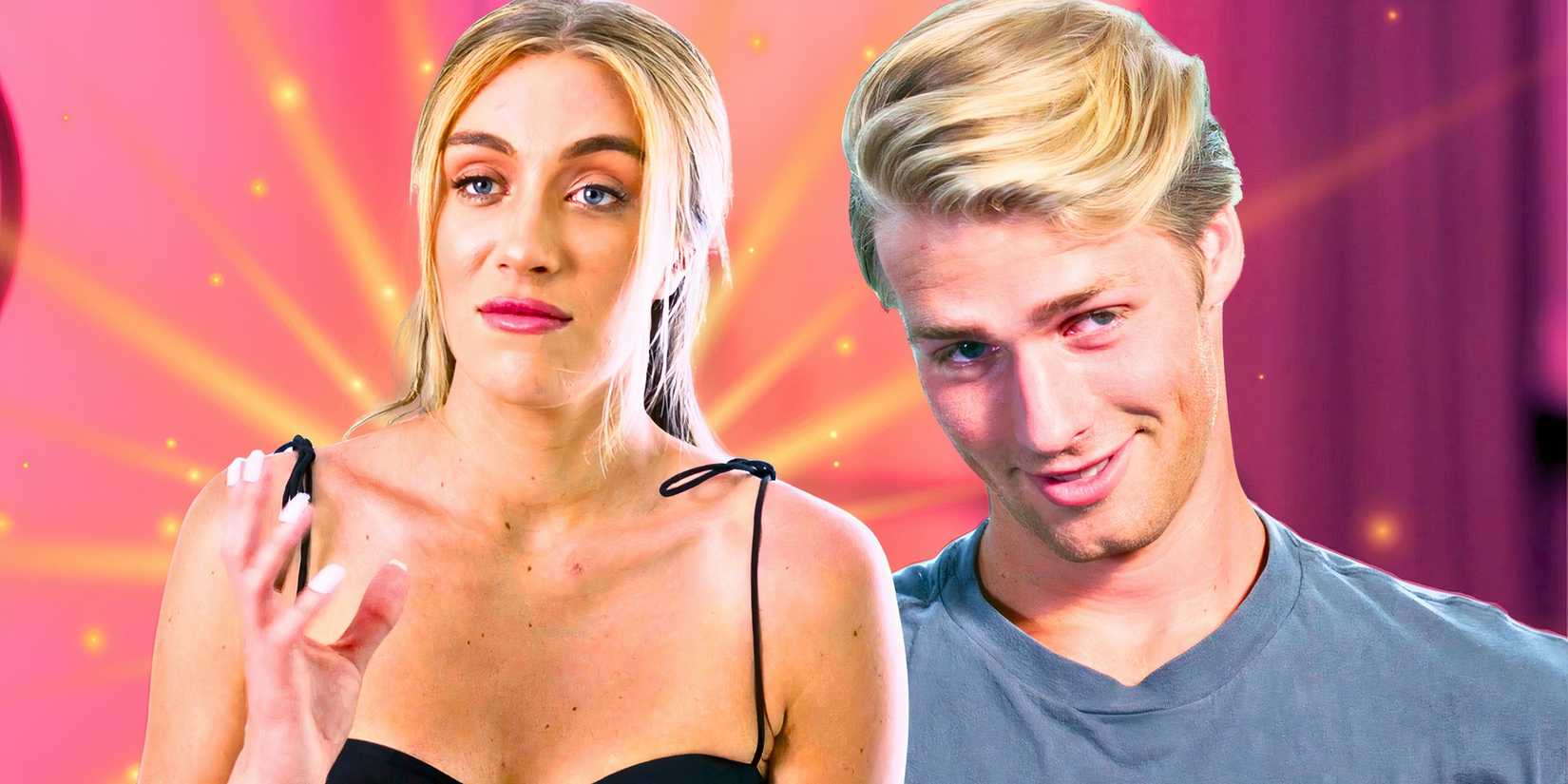 welcome to plathville stars veronica peters and micah plath in montage with both smiling and peach background