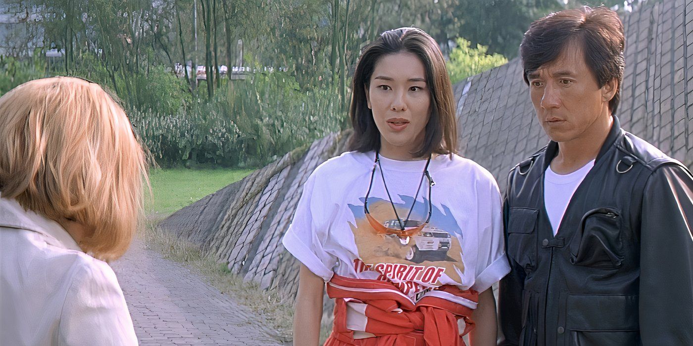 Who Am I? (1998) Jackie Chan with co-stars looking pensive