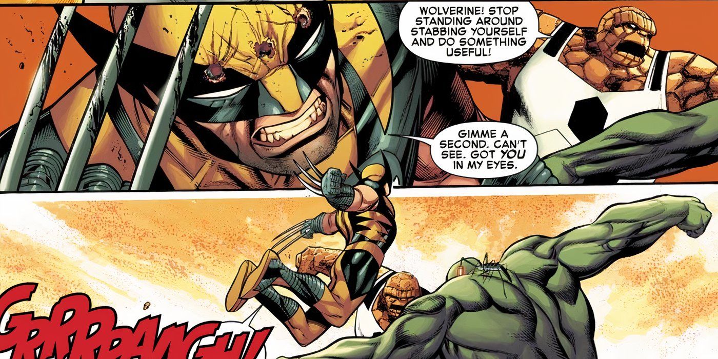 Wolverine lucha contra Hulk con agujeros en la cabeza