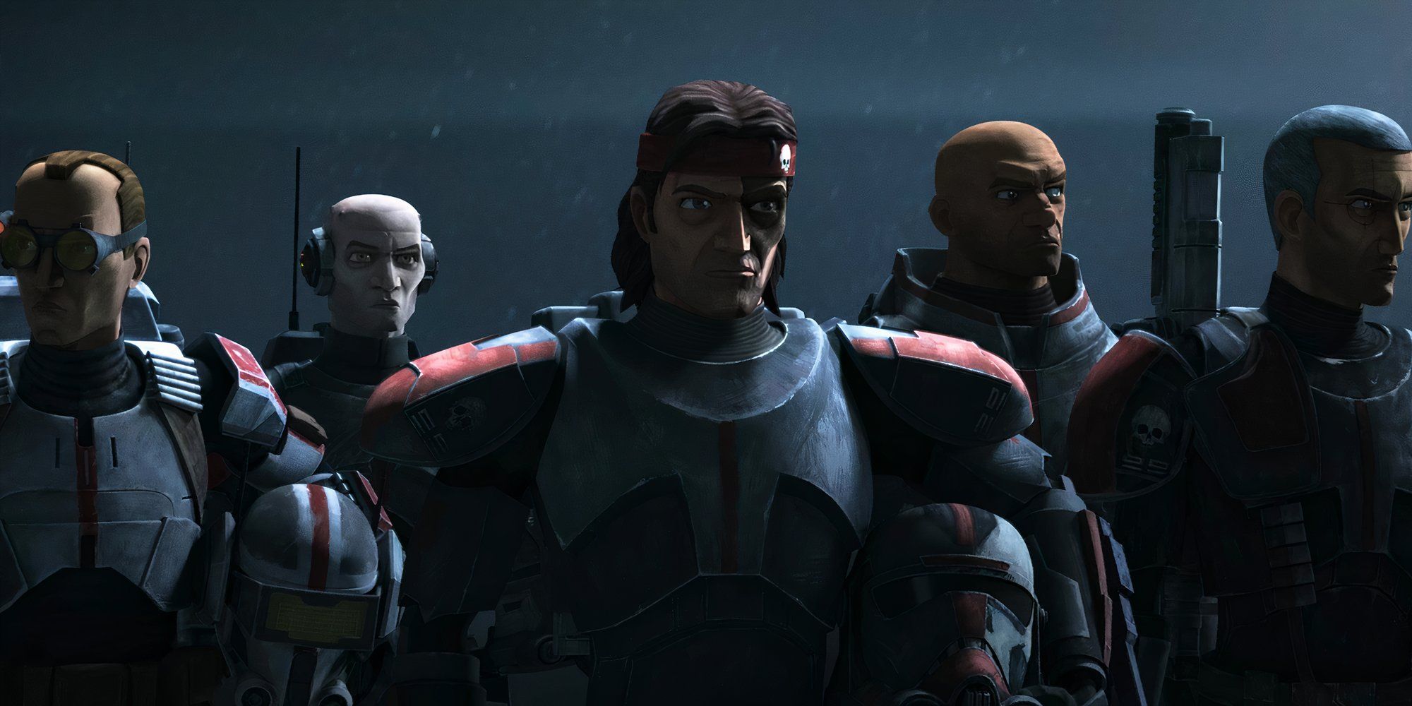 Clone Force 99 (Tech, Echo, Hunter, Wrecker, and Crosshair) return to Kamino to rescue Omega.