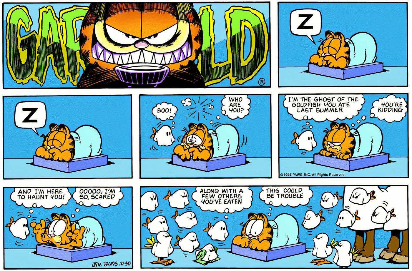 Garfield being haunted by animals he's eaten.