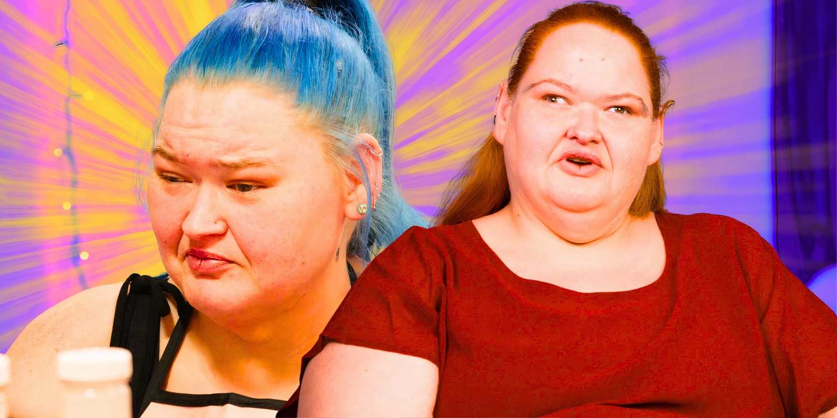 1000-Lb Sisters' Amy Slaton montage with blue hair and red hair