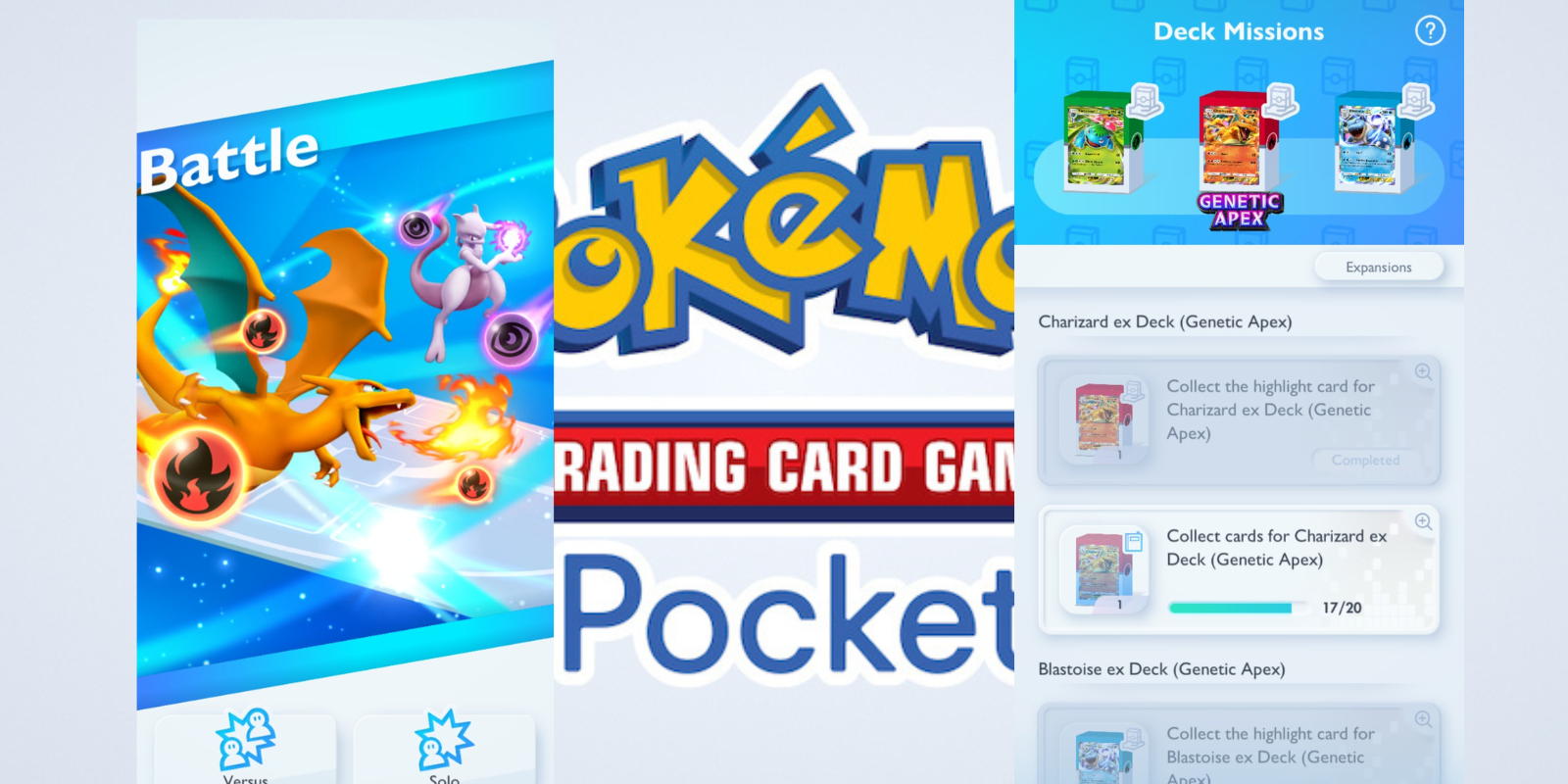 Pokemon TCG Pocket rental decks unlock and battle screens