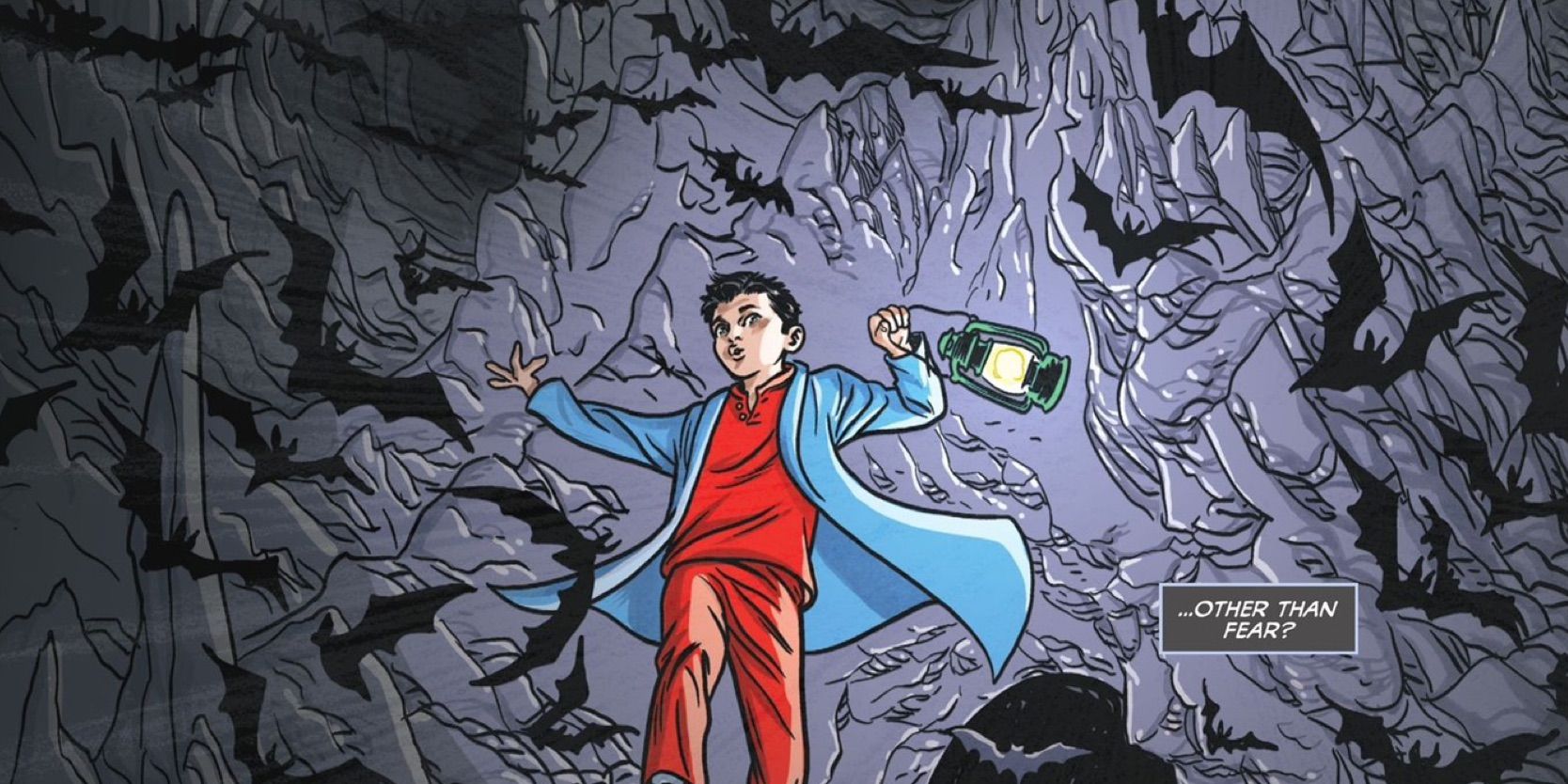 Batman: Dark Age #1 by Mark Russell, Michael Allred, Laura Allred - young Bruce in cave of bats