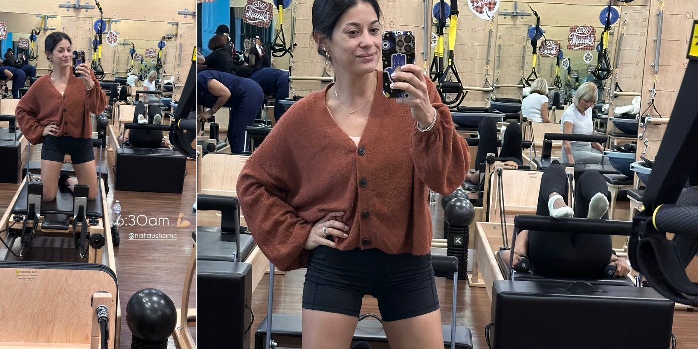 História do Instagram do noivo de 90 dias, Loren Brovarnik, parecendo magra fazendo pilates