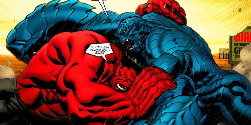 A-Bomb fighting Red Hulk in Marvel Comics