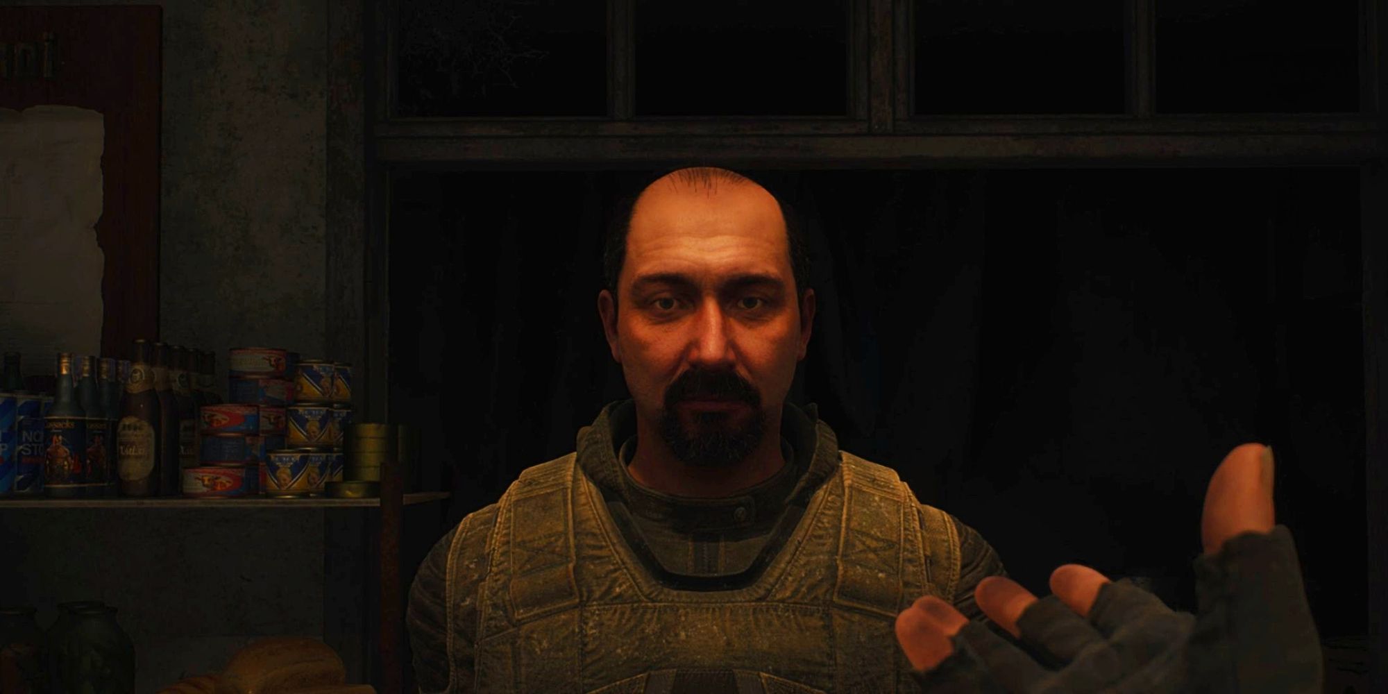A dialogue scene with Warlock in STALKER 2.(1)