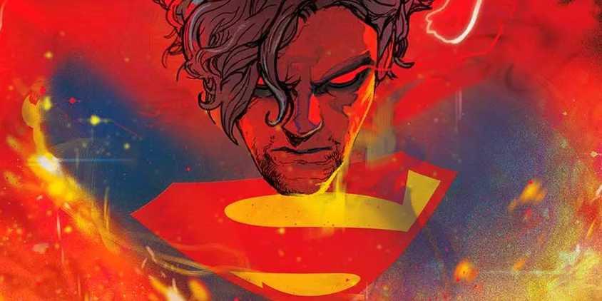 absolute superman looking fiery and angry