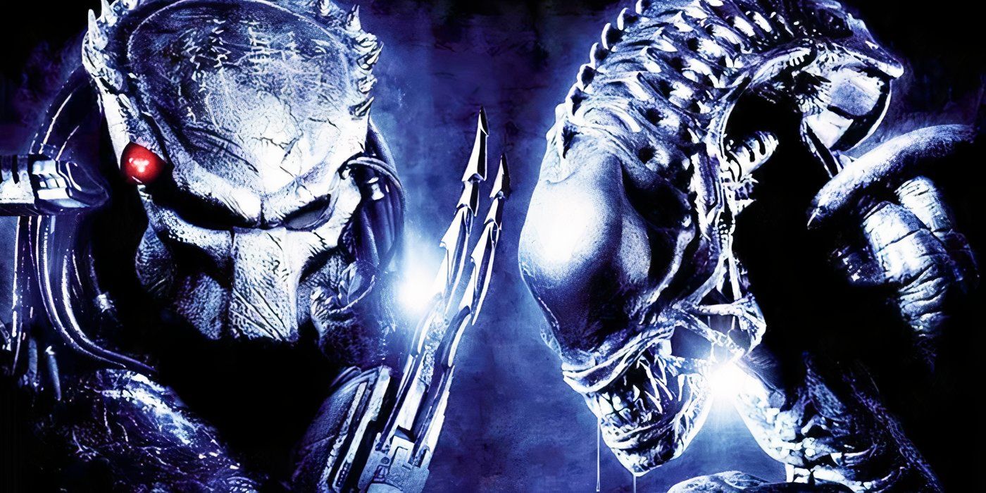 Um Predador enfrentando um Xenomorfo de Alien.