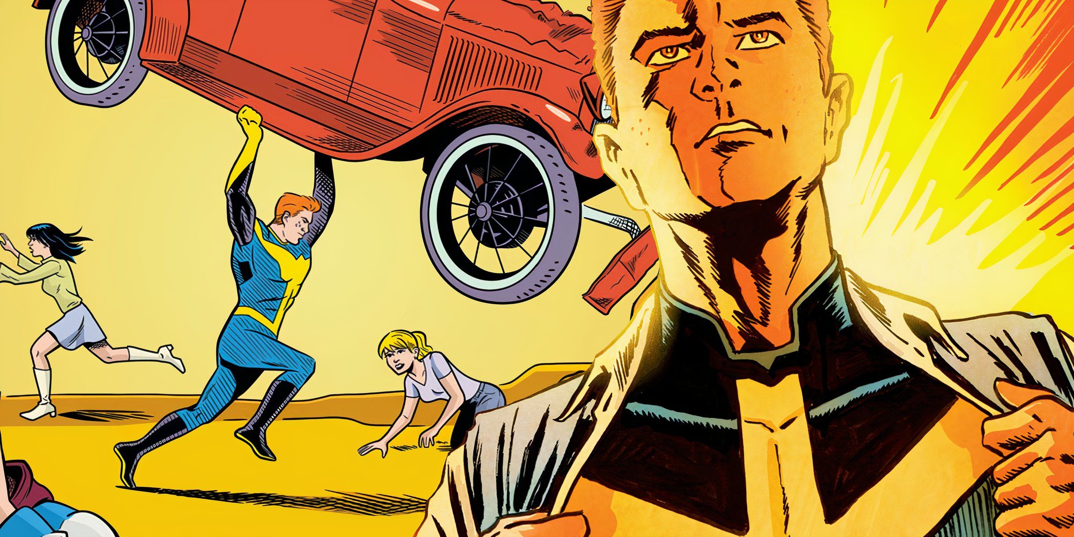 Archie Ripping Off Shirt Exposing Mr. Justice Costume Featured