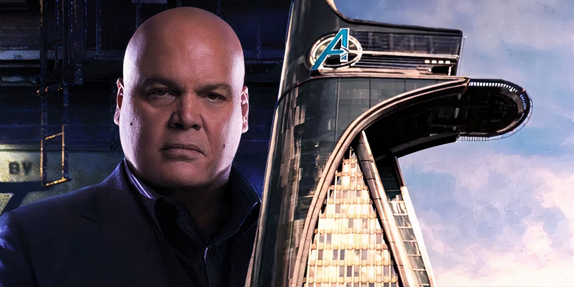 Avengers Tower from Avengers: Age of Ultron (2015) next to Kingpin from Daredevil (2015-2018)