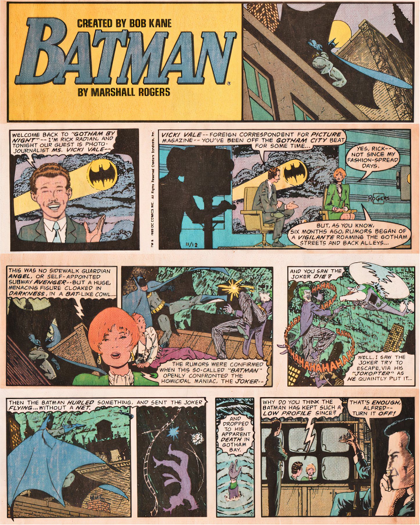 Batman 89 Newspaper Strip News report recapping Batman's battle with the Joker