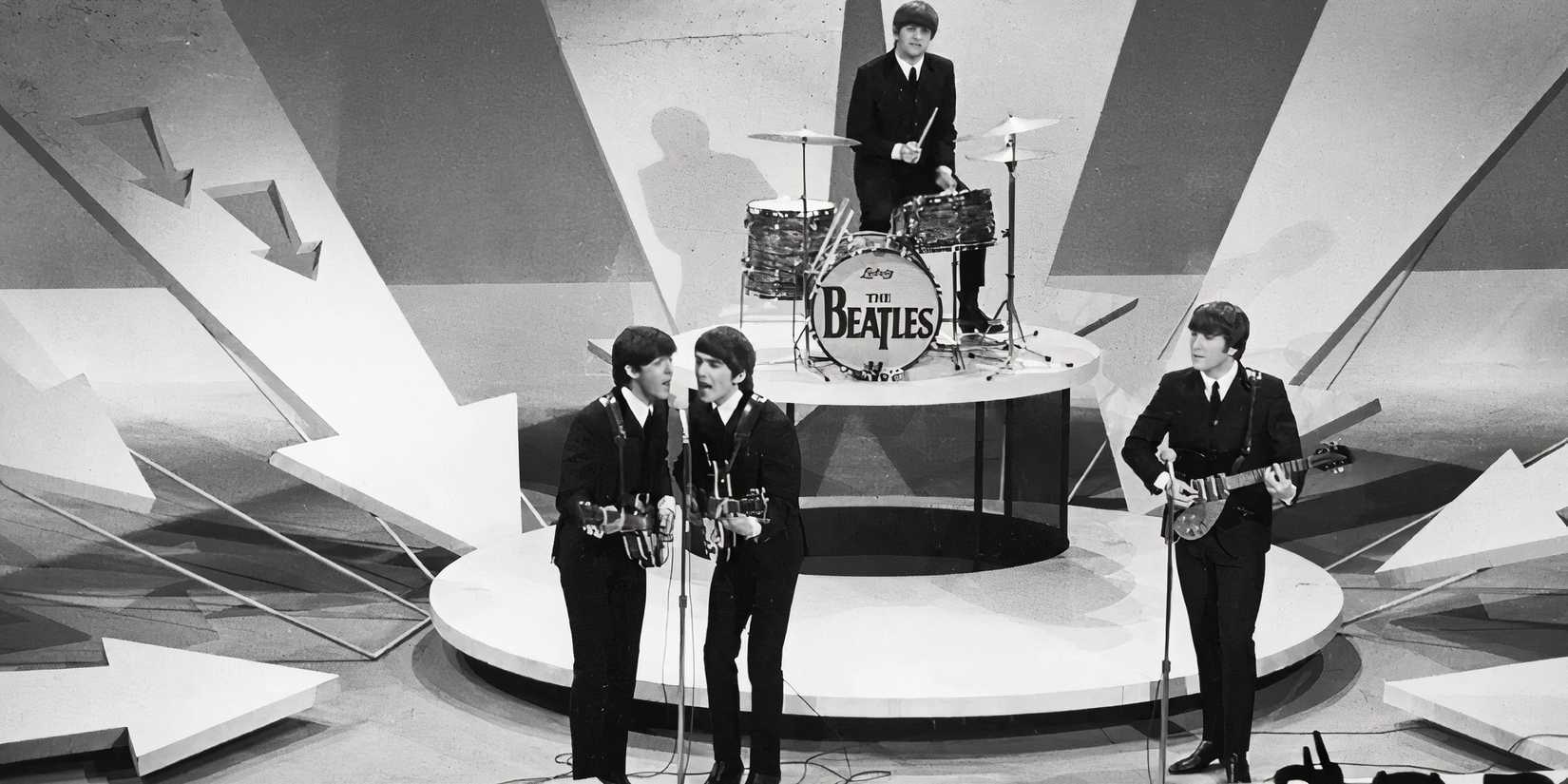 The Beatles performing on the Ed Sullivan show.